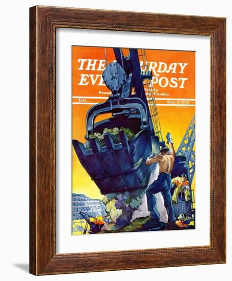 "Steam Shovel," Saturday Evening Post Cover, September 17, 1938-Ski Weld-Framed Giclee Print