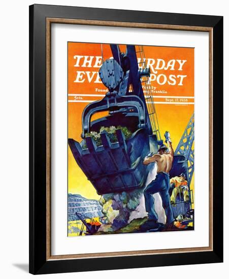 "Steam Shovel," Saturday Evening Post Cover, September 17, 1938-Ski Weld-Framed Giclee Print