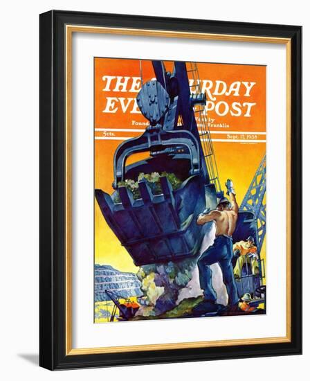 "Steam Shovel," Saturday Evening Post Cover, September 17, 1938-Ski Weld-Framed Giclee Print