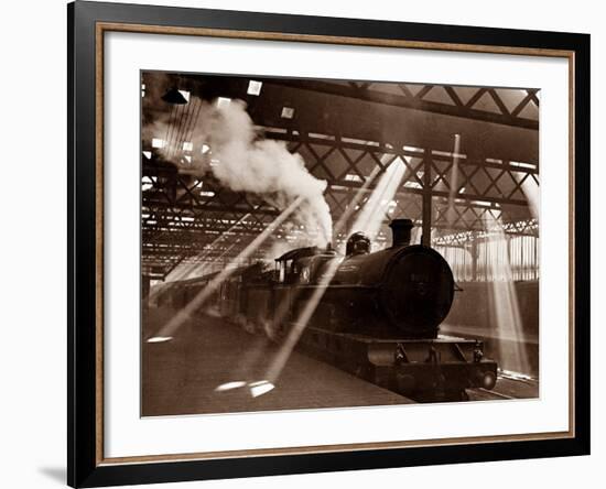 Steam Train Leaving Euston Station, April 1928-null-Framed Photographic Print