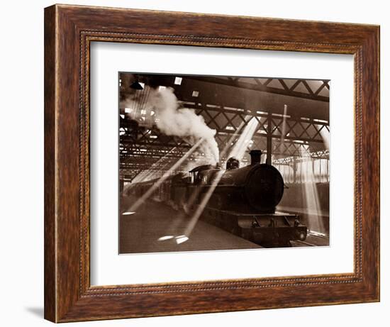 Steam Train Leaving Euston Station, April 1928-null-Framed Photographic Print