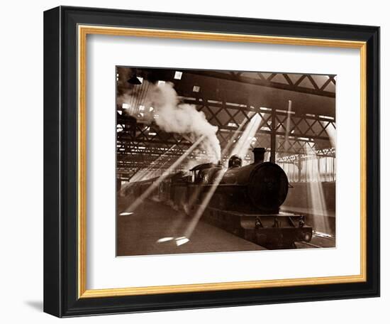 Steam Train Leaving Euston Station, April 1928-null-Framed Photographic Print