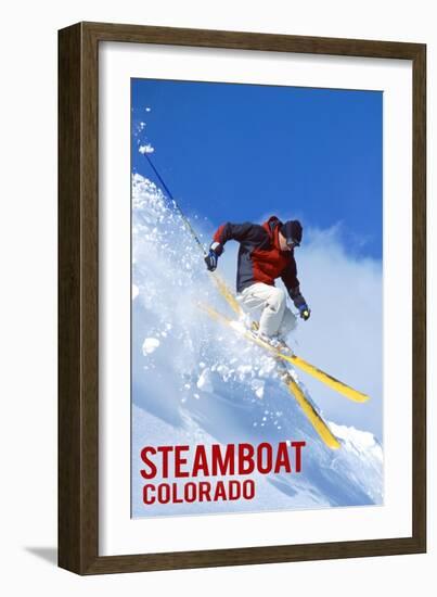 Steamboat, Colorado - Skier-Lantern Press-Framed Art Print