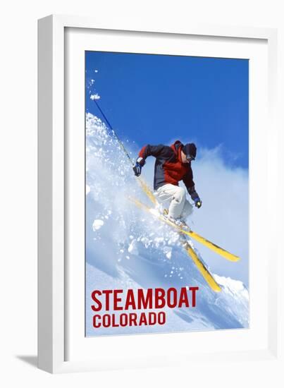 Steamboat, Colorado - Skier-Lantern Press-Framed Art Print