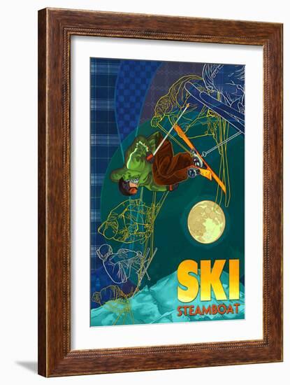 Steamboat, Colorado - Timelapse Skier-Lantern Press-Framed Art Print