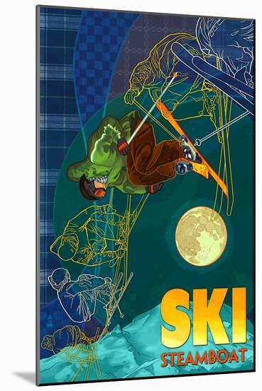 Steamboat, Colorado - Timelapse Skier-Lantern Press-Mounted Art Print