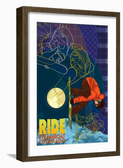 Steamboat, Colorado - Timelapse Snowboarder-Lantern Press-Framed Premium Giclee Print