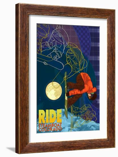 Steamboat, Colorado - Timelapse Snowboarder-Lantern Press-Framed Art Print