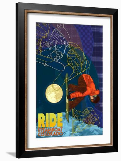 Steamboat, Colorado - Timelapse Snowboarder-Lantern Press-Framed Art Print