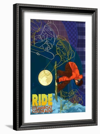 Steamboat, Colorado - Timelapse Snowboarder-Lantern Press-Framed Art Print