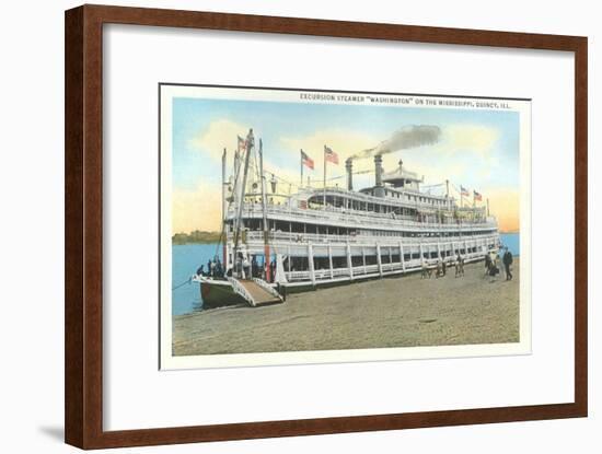 Steamboat Docked at Quincy, Illinois-null-Framed Art Print