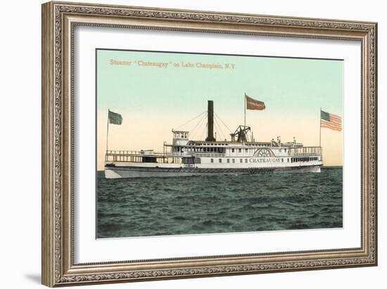 Steamboat on Lake Champlain-null-Framed Art Print