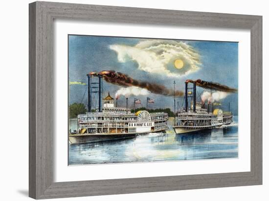 Steamboat Race, 1870-Currier & Ives-Framed Giclee Print