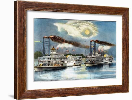 Steamboat Race, 1870-Currier & Ives-Framed Giclee Print