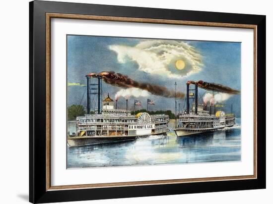 Steamboat Race, 1870-Currier & Ives-Framed Giclee Print