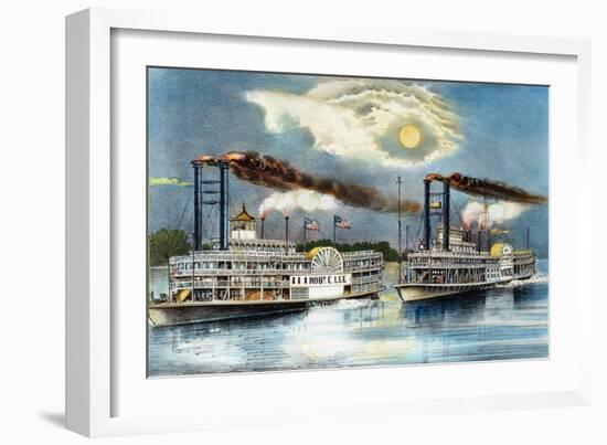 Steamboat Race, 1870-Currier & Ives-Framed Giclee Print