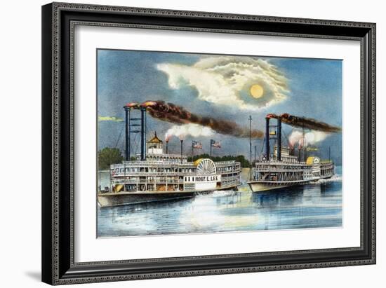 Steamboat Race, 1870-Currier & Ives-Framed Giclee Print