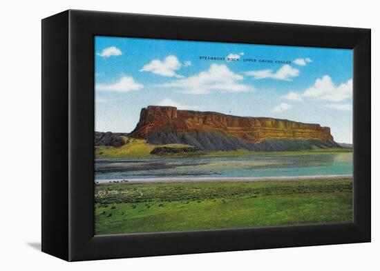 Steamboat Rock, Upper Grand Coulee Dam - Grand Coulee Dam, WA-Lantern Press-Framed Stretched Canvas