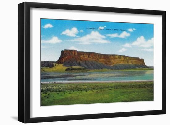 Steamboat Rock, Upper Grand Coulee Dam - Grand Coulee Dam, WA-Lantern Press-Framed Art Print