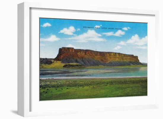 Steamboat Rock, Upper Grand Coulee Dam - Grand Coulee Dam, WA-Lantern Press-Framed Art Print