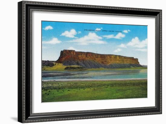 Steamboat Rock, Upper Grand Coulee Dam - Grand Coulee Dam, WA-Lantern Press-Framed Art Print