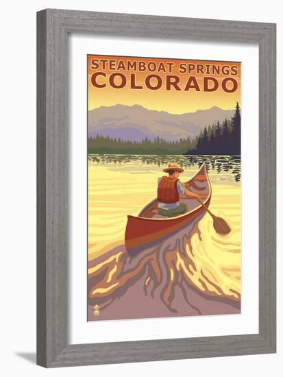 Steamboat Springs, CO - Canoe-Lantern Press-Framed Art Print