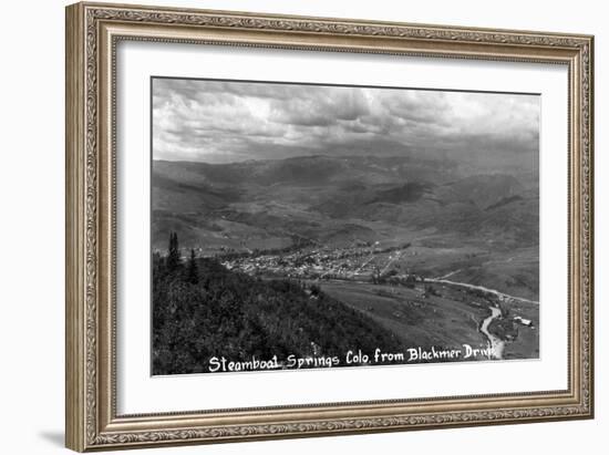 Steamboat Springs, Colorado - Aerial View of Town from Blackmer Drive-Lantern Press-Framed Art Print