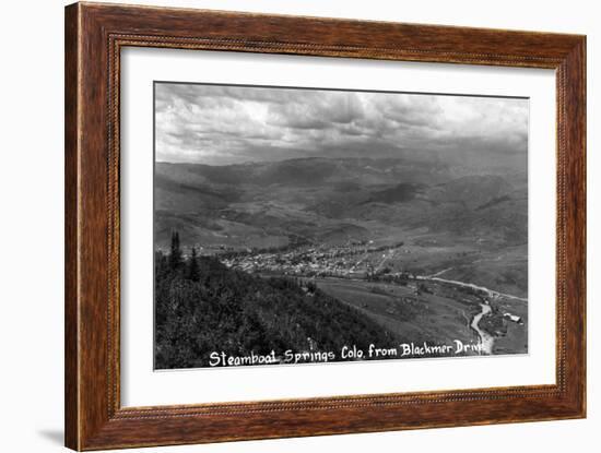 Steamboat Springs, Colorado - Aerial View of Town from Blackmer Drive-Lantern Press-Framed Art Print