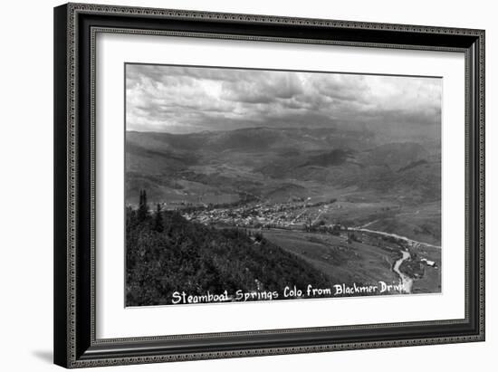 Steamboat Springs, Colorado - Aerial View of Town from Blackmer Drive-Lantern Press-Framed Art Print