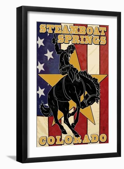 Steamboat Springs, Colorado - Bronco and Star-Lantern Press-Framed Art Print