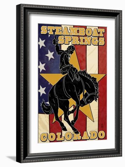 Steamboat Springs, Colorado - Bronco and Star-Lantern Press-Framed Art Print