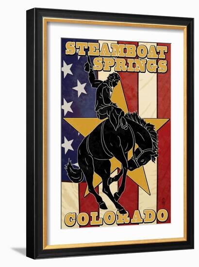 Steamboat Springs, Colorado - Bronco and Star-Lantern Press-Framed Art Print