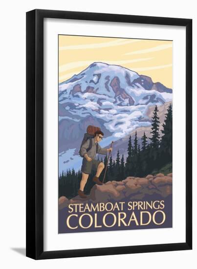 Steamboat Springs, Colorado - Hiker-Lantern Press-Framed Art Print