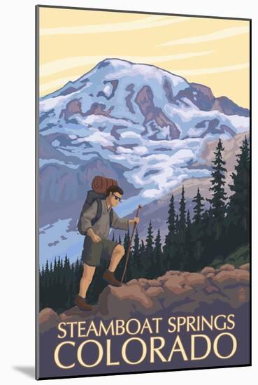 Steamboat Springs, Colorado - Hiker-Lantern Press-Mounted Art Print