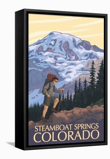 Steamboat Springs, Colorado - Hiker-Lantern Press-Framed Stretched Canvas