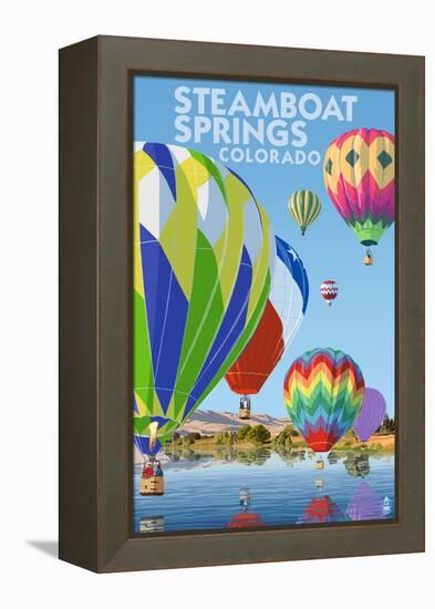 Steamboat Springs, Colorado - Hot Air Balloons-Lantern Press-Framed Stretched Canvas