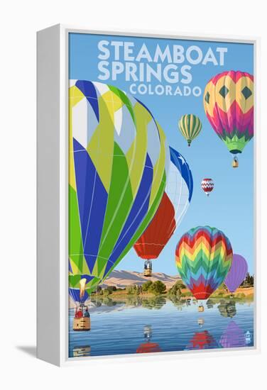 Steamboat Springs, Colorado - Hot Air Balloons-Lantern Press-Framed Stretched Canvas