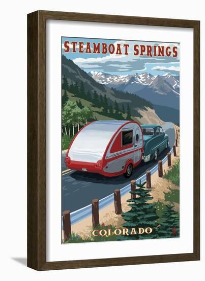 Steamboat Springs, Colorado - Retro Camper-Lantern Press-Framed Art Print