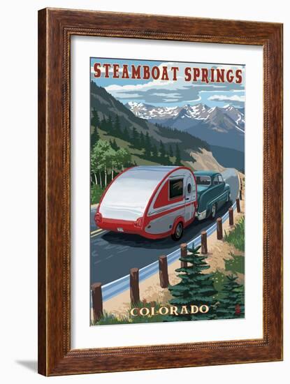 Steamboat Springs, Colorado - Retro Camper-Lantern Press-Framed Art Print