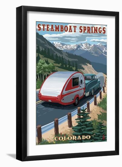 Steamboat Springs, Colorado - Retro Camper-Lantern Press-Framed Art Print