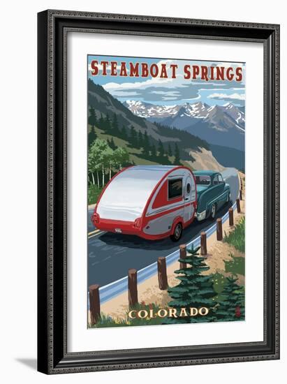 Steamboat Springs, Colorado - Retro Camper-Lantern Press-Framed Art Print