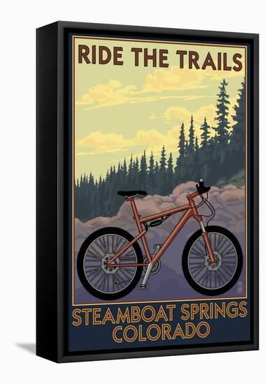 Steamboat Springs, Colorado - Ride the Trails-Lantern Press-Framed Stretched Canvas