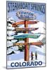 Steamboat Springs, Colorado - Ski Run Signpost-Lantern Press-Mounted Art Print