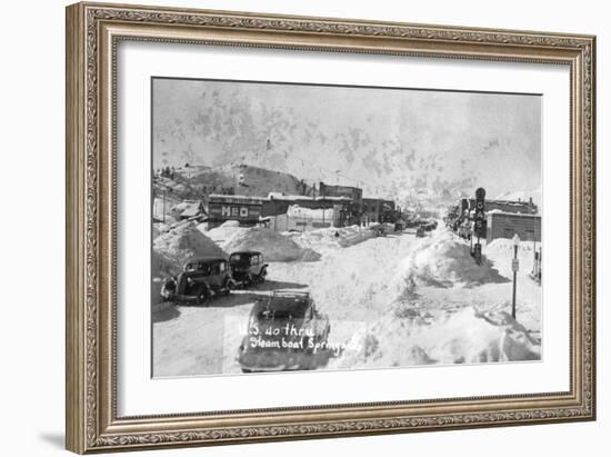 Steamboat Springs, Colorado - Snowy Street Scene-Lantern Press-Framed Art Print