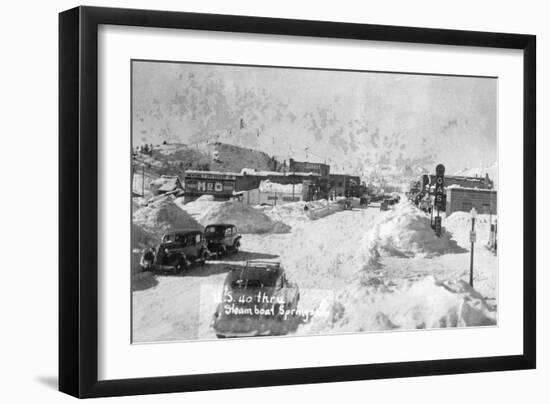 Steamboat Springs, Colorado - Snowy Street Scene-Lantern Press-Framed Art Print