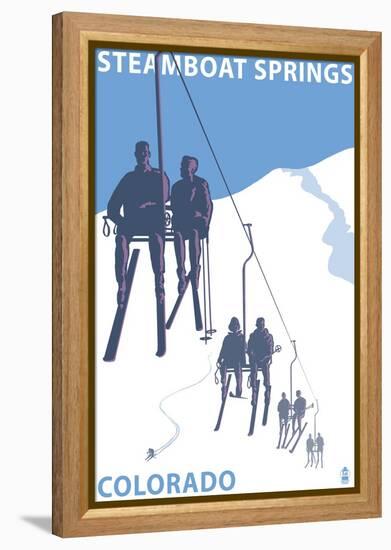 Steamboat Springs, Ski Lift-Lantern Press-Framed Stretched Canvas