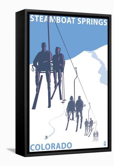 Steamboat Springs, Ski Lift-Lantern Press-Framed Stretched Canvas