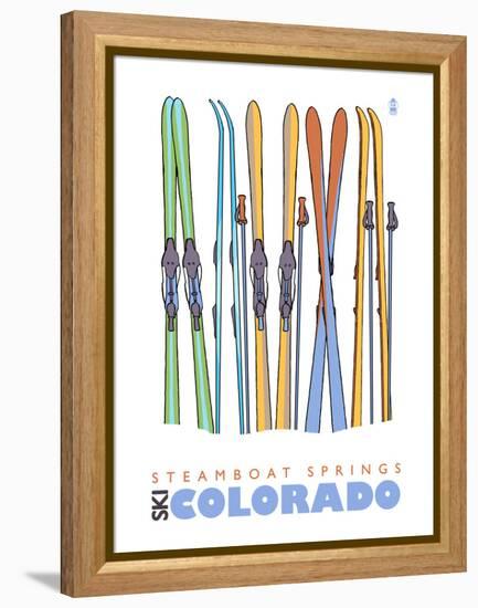 Steamboat Springs, Skis in Snow-Lantern Press-Framed Stretched Canvas