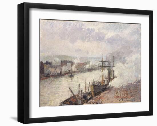 Steamboats in the Port of Rouen, 1896-Camille Pissarro-Framed Giclee Print