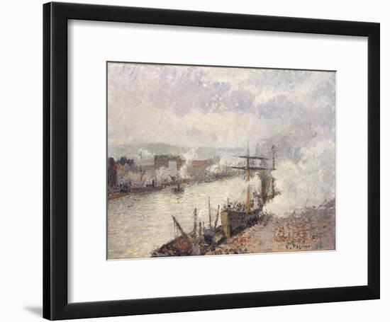 Steamboats in the Port of Rouen, 1896-Camille Pissarro-Framed Giclee Print